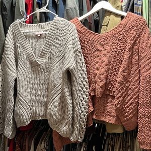 Pink Lily Chenille Cropped Sweater Bundle